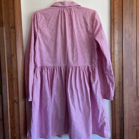 J. CREW Pink White Stripe Button Down Long Sleeve Shirt Mini Dress 8 - Picture 10 of 17
